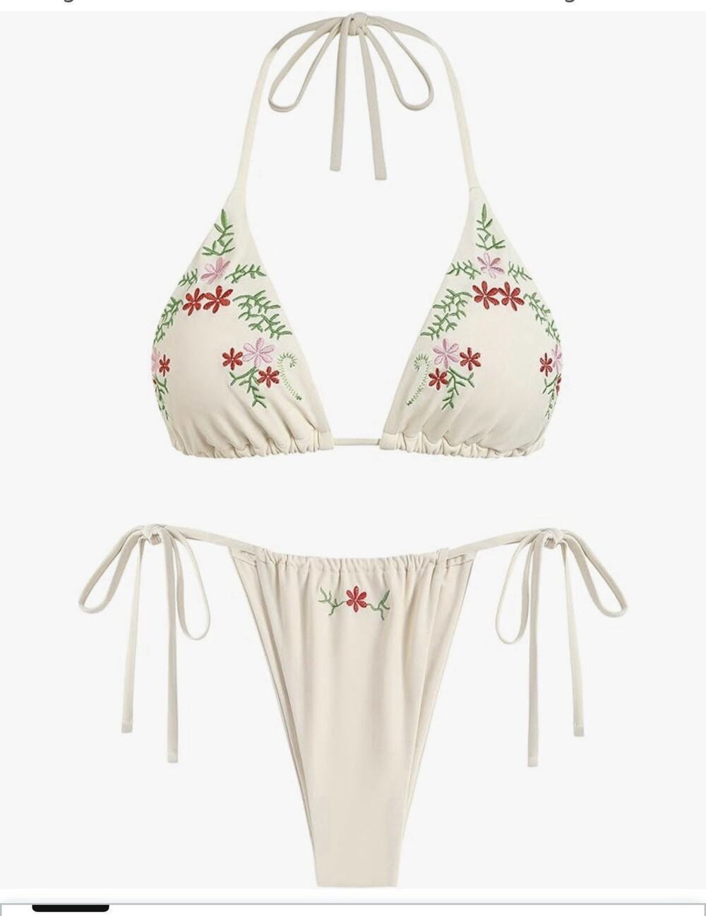 ZAFUL Women Halter Bikini Set Gingham Print Tie Side Size 8-10